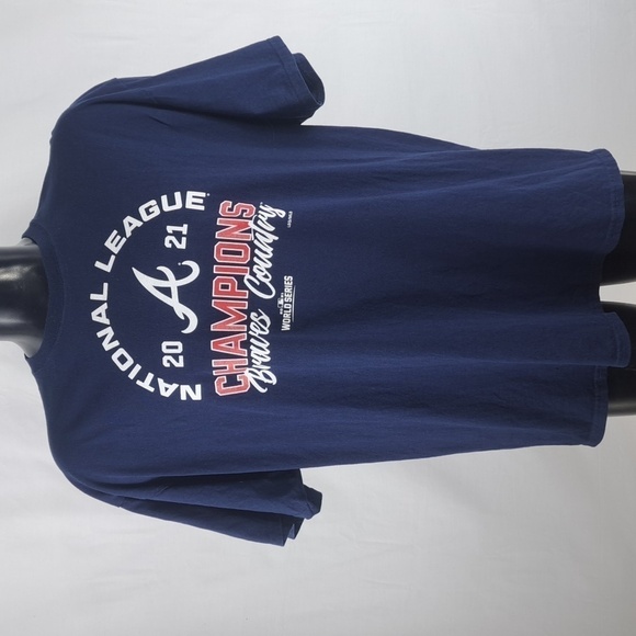 2021 Atlanta Braves MLB National League Champions Men's 2XL blue & red t-shirt - Picture 1 of 3